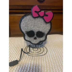 Monster High Skullette Table Lamp Skull Pink Bow Glitter Light Decor Ghoul Glam
